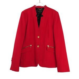 Vintage Twinhill for Mary Kay Red Gold Accent Blazer Jacket Size Large